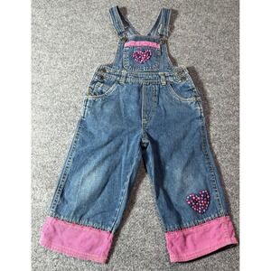 Denim Overalls Toddler Girl Heart‎ Applique Pink Corduroy Bottoms Cute
